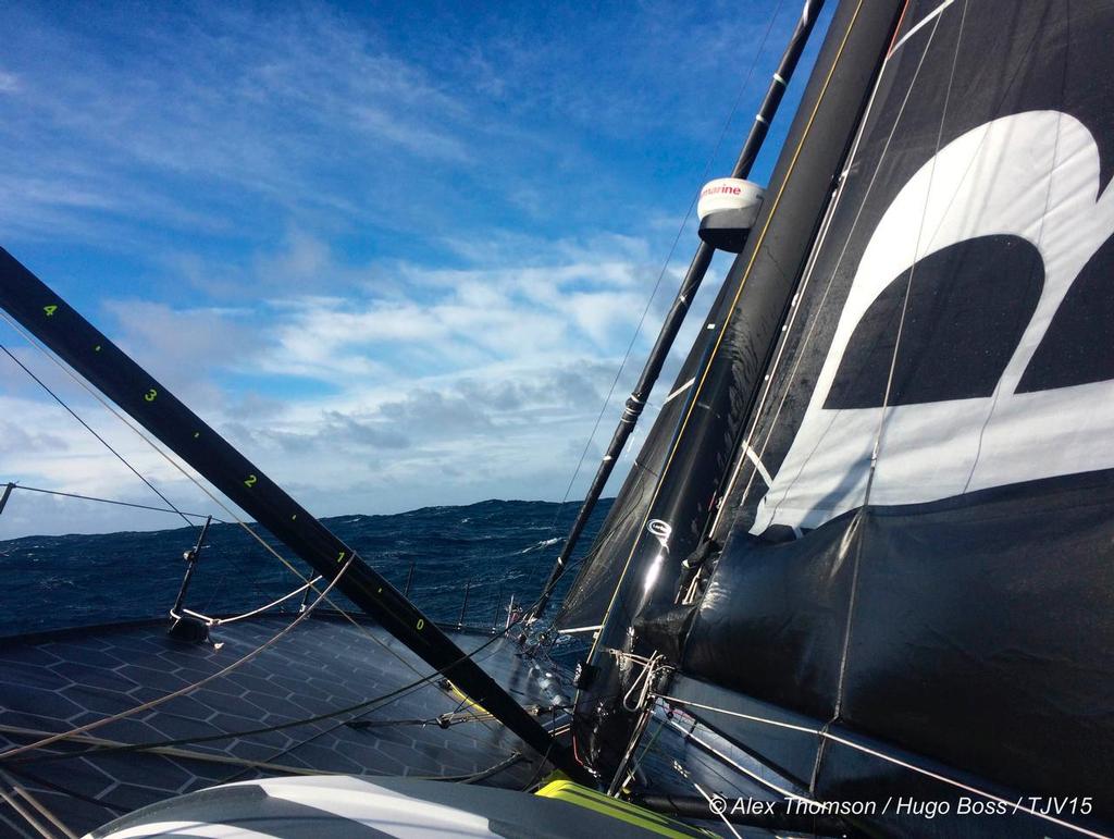 Last photo transmitted from Hugo Boss during the 2015 Transat Jacques Vabre © Alex Thomson Racing